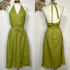 Linen Handmade Studio Halter Wrap Dress Hazel